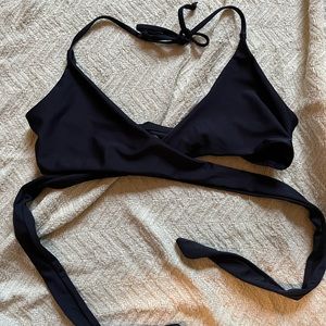 Navy wrap bikini top